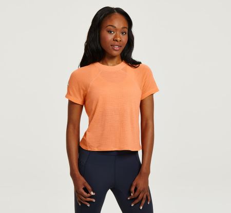 Hoka One One Merino Blend Short Sleeve - Top Dama Cantaloupe | RO-1Vby3Uj